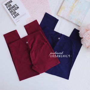 BUNDLE (2) 90 DEGREE High Rise Capri Leggings Navy Blue Wine Red size S